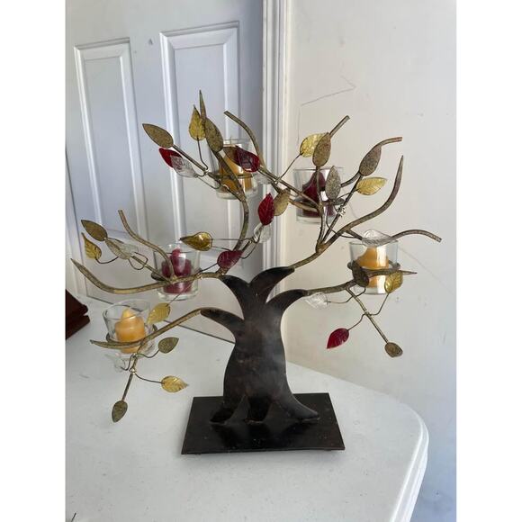 Metal Tree Votive with Candles - Picture 1 of 6